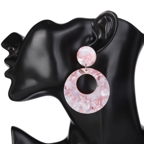 Round Pink Earrings - Picture 3 of 3